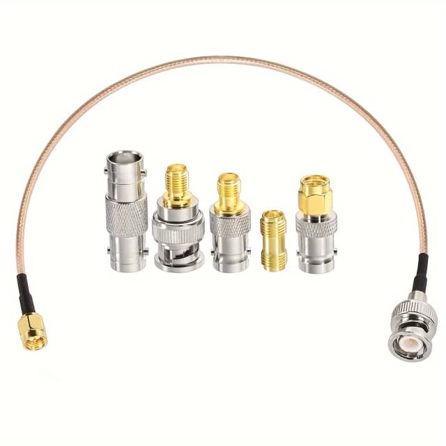 SMA-Stecker auf BNC-Stecker Kabel 20 cm + 5 Stück RF-Koax-Adapter-Kit SMA auf BNC-Kabel SMA BNC-Adapterkabel-Kit für RF-Anwendungen/Antennen