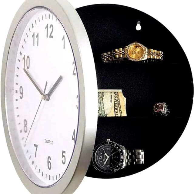 Wanduhr mit verstecktem Fach Visier geheim verstecken Bargeld Schmuck Schlüssel Wertsachen Safe für Home Office Dekoration Safe