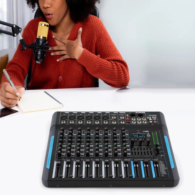 Professionelles 10-Kanal-Mischpult | Stereo-Audio-Mischpult mit USB-Schnittstelle für Heimstudio und DJ-Produktion