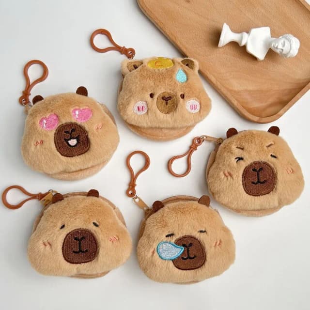 Neue Kreative Capybara Anime Plüsch Geldbörse Mode Kawaii Mini Geldbörse Runde Cartoon Taschen Anhänger