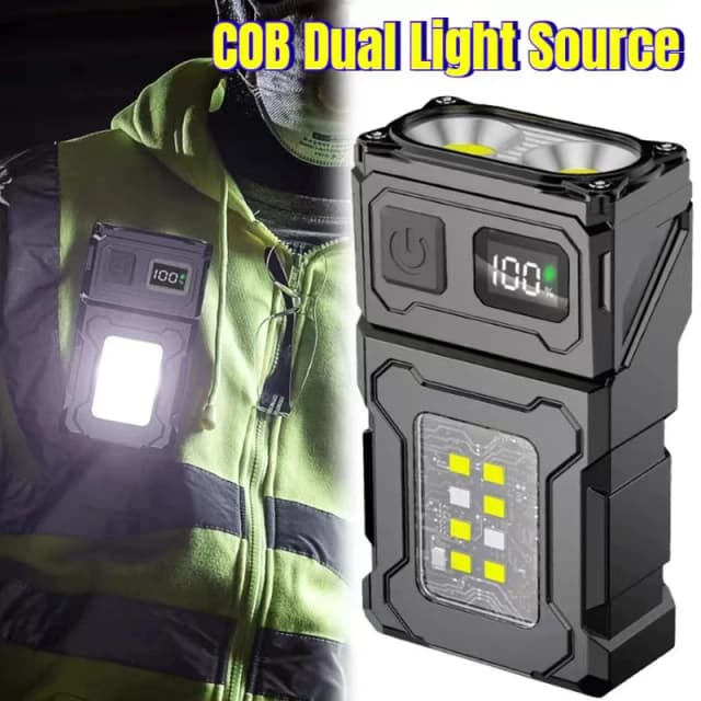 MINI USB wiederaufladbare LED-Taschenlampe, tragbare Taschenlampe mit Schwanzmagnet, superhell, Camping-Laterne, seitliches COB-Notlicht
