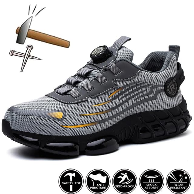 Unzerstörbare Schutzs chuhe Drehknopf Sicherheits schuhe Männer Anti-Smash Anti-Pannen Arbeits schuhe Mode Männer Sicherheits stiefel ﻿