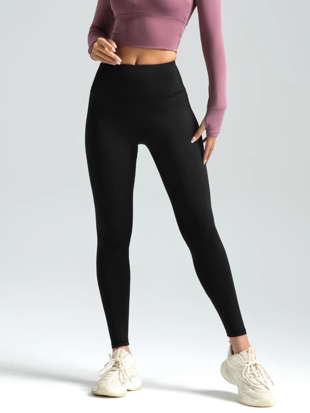Solide Sport-Leggings für Damen mit hoher Taille, atmungsaktiv, bequem, schnell trocknend, SkinnyPants für Yoga, Laufen, Damen-Sportbekleidung für