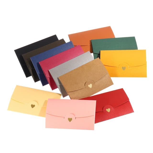 24 Stück 10,5 x 7 cm kleine Grußkarte, Namenskarte, Papierumschläge, Retro-Gold, Herz, Geschäftseinladung, Umschläge, Liebe, Mini-Umschläge