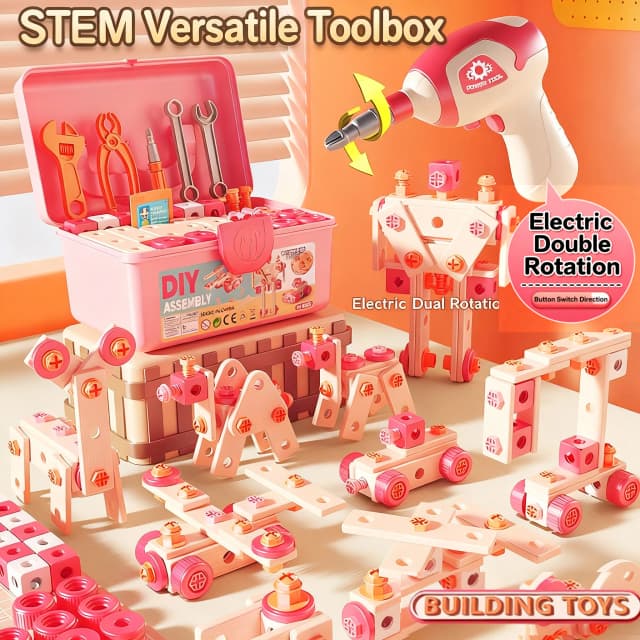 Kinder Toolbox Puzzle Montage Spielzeug Simulation Elektrische Bohrmaschine Schraube Entfernung Multifunktionale Bildung Spielzeug für Kinder Weihnachten
