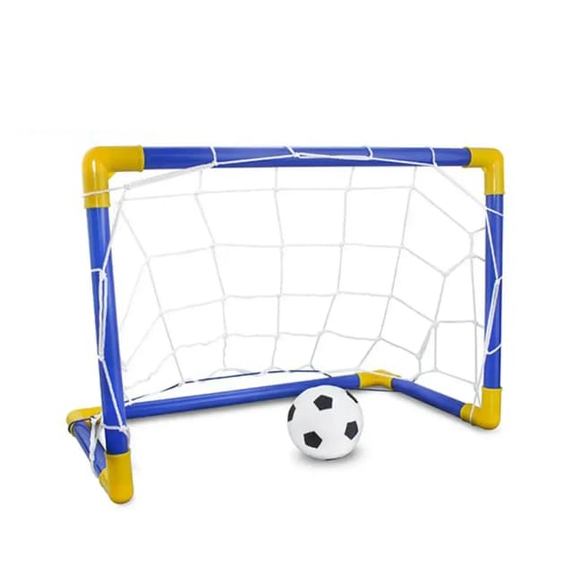 Zusammenklappbarer Mini-Fußball-Fußball aus Kunststoff, abnehmbarer Torpfosten, Netz-Set, hochfest, für Kinder, drinnen und draußen, Kindergeburtstagsgeschenk
