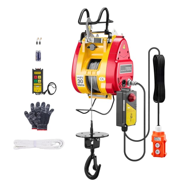SucceBuy 2-in-1-Elektro-Hebezeug, 1100 lbs, 1800 W, kabelgebunden/kabellos, tragbare Power-Winde, 98 Fuß Hubhöhe für das Abschleppen von Garagenfabriken
