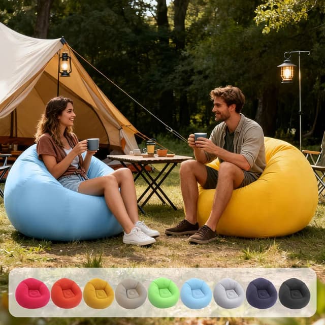Aufblasbare Sitzsack-Stühle, tragbar, 9 Farben, aufblasbare Stühle, faules Sofa für Wohnzimmer, Outdoor, Camping, Einzelperson