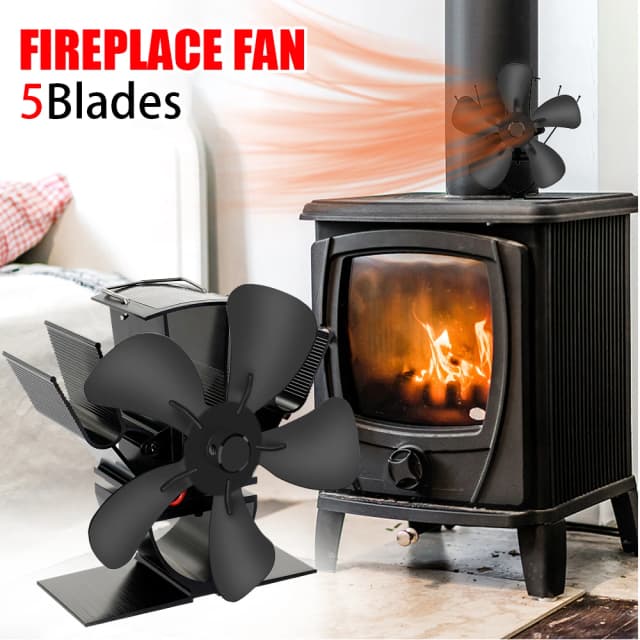 Mini-Ofenventilator, wärmebetriebener Kaminventilator, Holzbrenner, Öko-Ventilator, leiser 5-Blatt-Kaminventilator für Zuhause, Winter, warme Wärmeverteilung