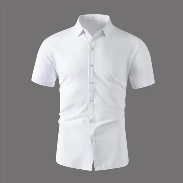 Neues Herren-Business-Casual-Hemd mit kurzen Ärmeln, einfarbig, für Sommermode, ohne Bügeln, bequemes und vielseitiges Oberteil