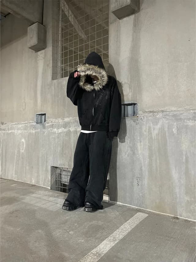 Herbst/Winter Y2k Damen Ästhetik Harajuku Kunstfellkragen Hoodies Kleidung Grafik Hip Hop Punk Gothic Reißverschluss-Hoodies 2026 Neu