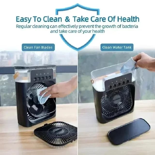 Tragbarer Luftbefeuchter, Ventilator, Klimaanlagen, USB, elektrischer Ventilator, LED-Nachtlicht, Wassernebel, Spaß, 3-in-1-Luftkühler, Luftbefeuchter für Zuhause
