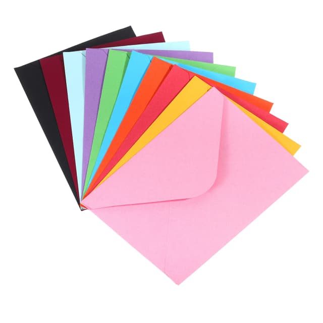 50 Stück Bonbonfarbene leere Mini-Papierumschläge für Brief, Hochzeit, Party, Einladung, Grußkarten, Geschenk, Visitenkarten, Umschlag