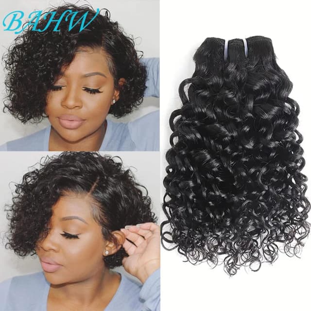 BAHW Haar Brasilianisches Rohhaar Wasserwellenhaar 1/2/3 PCS Bundles Reines Menschenhaar Extensions Natürliche Farbe Kurze Zoll Für Frauen