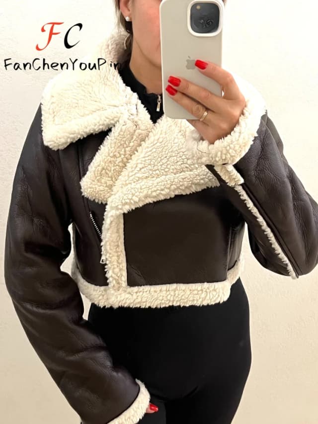 2024 herbst Winter frauen Leder Jacke Mantel Mode Vintage Reißverschlüsse Faux Leder Casual Einfache Kühle Kurze Weiche Warme Mäntel