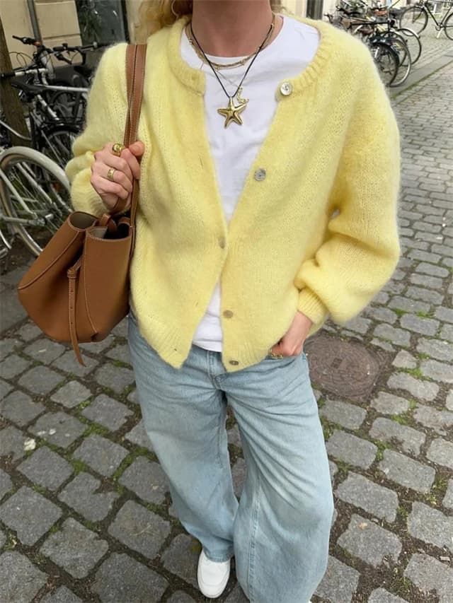 Tossy Casual Stricken Pullover Strickjacke Für Frauen Lose Feste Herbst 2025, Neue Innere Top Mantel Kleidung Gerippte Weibliche Strickwaren Strickjacke