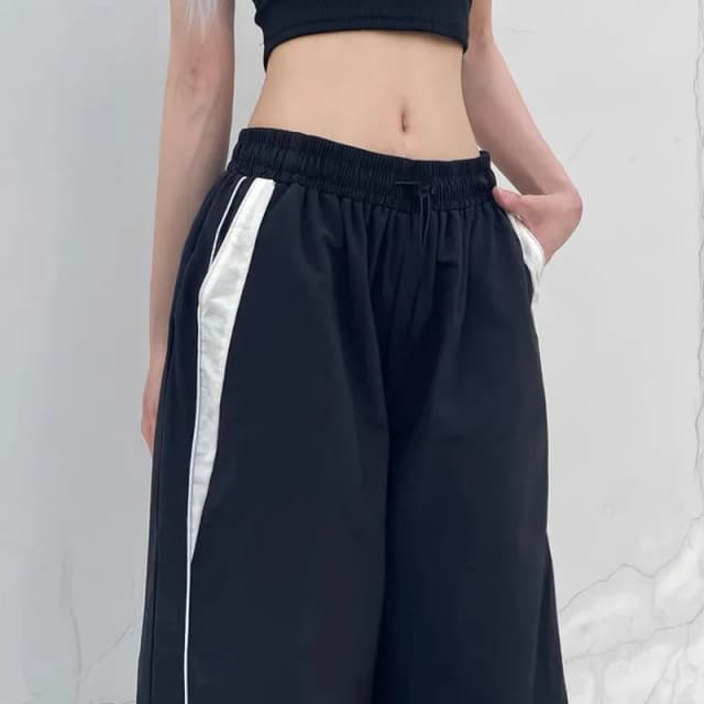 American Retro Black Street Hip-Hop Trend Freizeit Hose mit weitem Bein dünne gerade Rohr Baggy Jogging hose