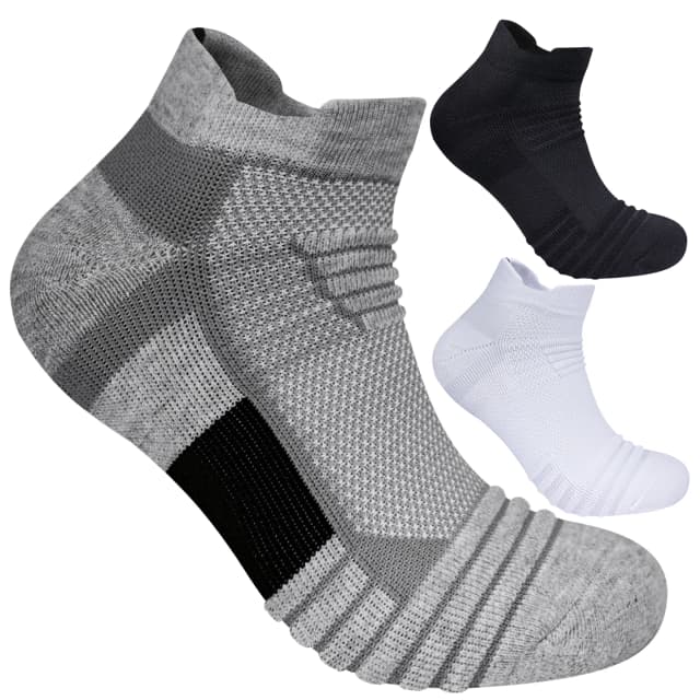 3 Paar atmungsaktive Mesh-Sportfrottee-Socken, gepolstert, feuchtigkeitsregulierend und langlebig, reduziert den Fuß für Laufen, Wandern und Sport