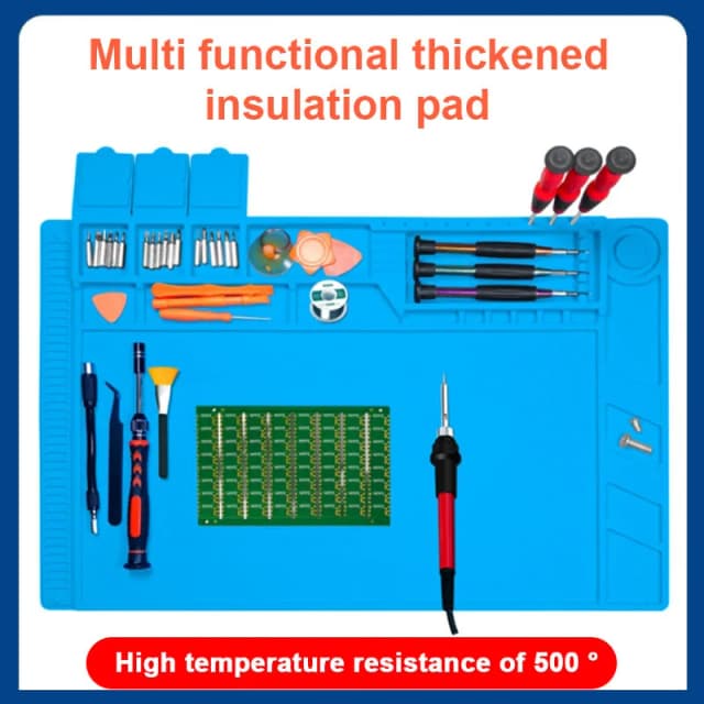 Lötstation Matte Silikon Arbeitsmatte Hitzebeständig 932 ° F Antistatische Magnetmatte für die Reparatur elektronischer Telefon-Laptop-Uhren