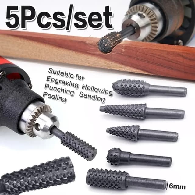 5PCS Holzbearbeitung Spezielle-förmigen Dreh Datei Holz Carving Messer Holzbearbeitung Datei Schleifen Kopf Präge Dreh Datei