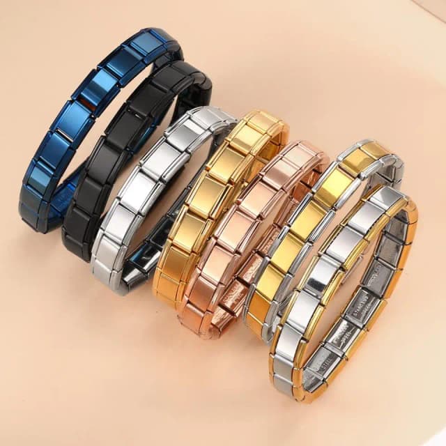 Rakol klassische Edelstahl Anhänger italienische Kettenglied Männer Frauen geeignet für 9mm Armband Herstellung DIY Stahl Modul Werkzeuge