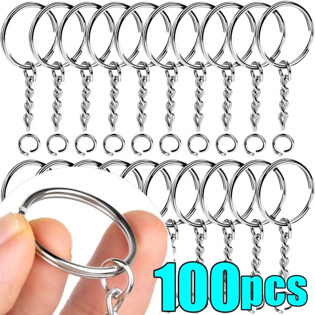 20/100 stücke Metall blank Schlüssel bund Schlüssel bund Split Ringe Schlüssel anhänger Schlüssel ringe Karabiner verschluss Schlüssel anhänger Schlüssel anhänger Edelstahl ringe
