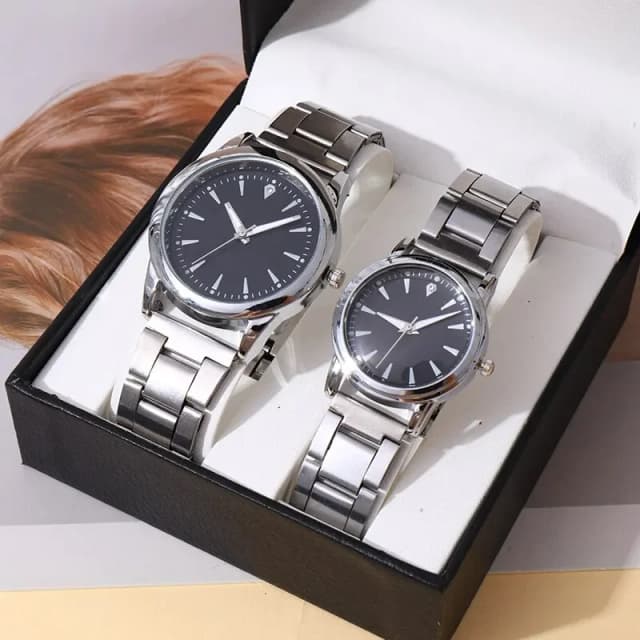 2PCS Paar Uhren Männer Business Uhr Mode Analog Frauen Quarzuhr (Ohne Box)