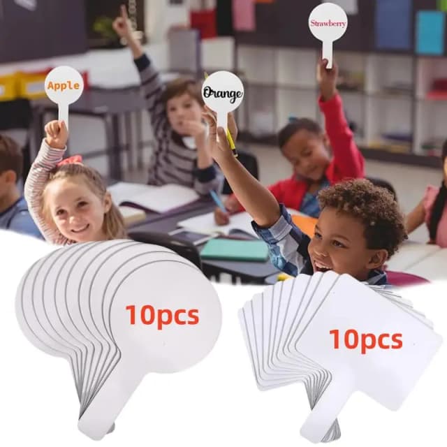10 Stück trocken abwischbare Antwortpaddel, handgehaltenes doppelseitiges Paddel, Mini-Whiteboards, kleine weiße Tafel, trocken abwischbare Schilder, Auktionspaddel