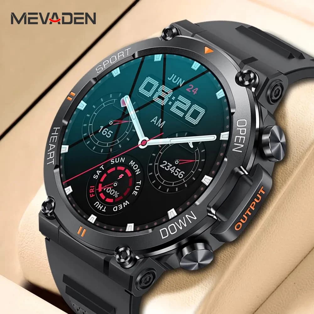 MEVADEN 1,39 zoll HD Bluetooth Anruf Smart Uhr Männer Sport Fitness Tracker Herz Monitor 400mAh Smartwatch Für Android IOS MD56