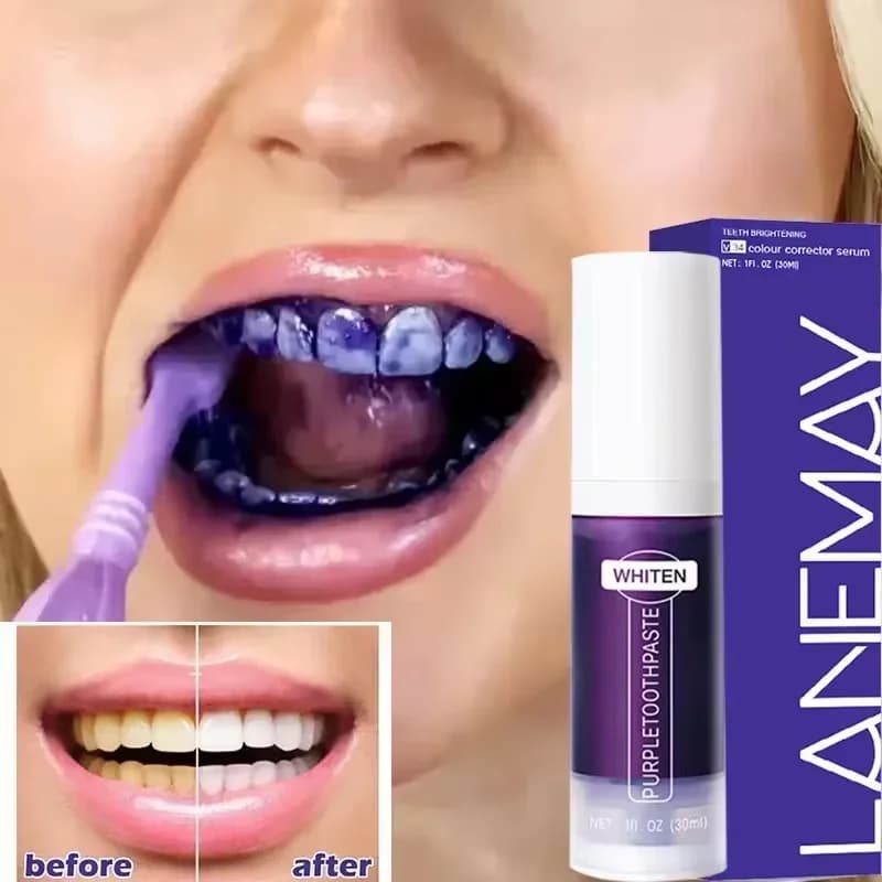 V34 Lila Zähne Bleaching Zahnpasta Entfernen Plaque Flecken Reinigung Mundhygiene Dental Bleach Werkzeuge Frischen Atem Schönheit Gesundheit