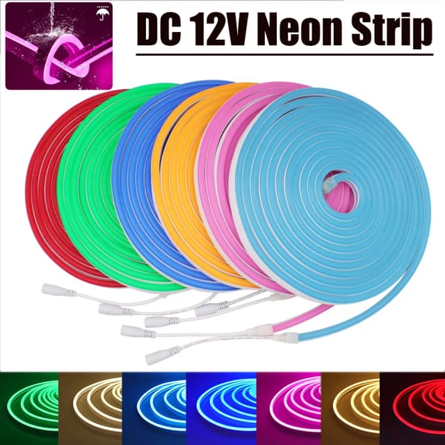 DC 12 V Neonstreifen 2835 120 LEDs/M Hausgarten Dekor Weiß/Blau/Rosa/Gelb/Grün/Rot Flexibler Bandseil LED-Streifen