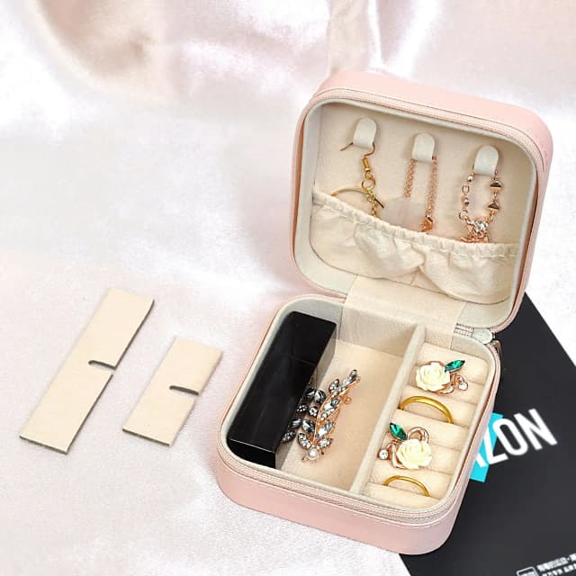 Wunionup Tragbares Mini-Schmuck-Reiseetui, PU-Leder, Organizer-Box, Schmuckaufbewahrung, Halter für Mädchen und Damen, Ohrringe, Halskette