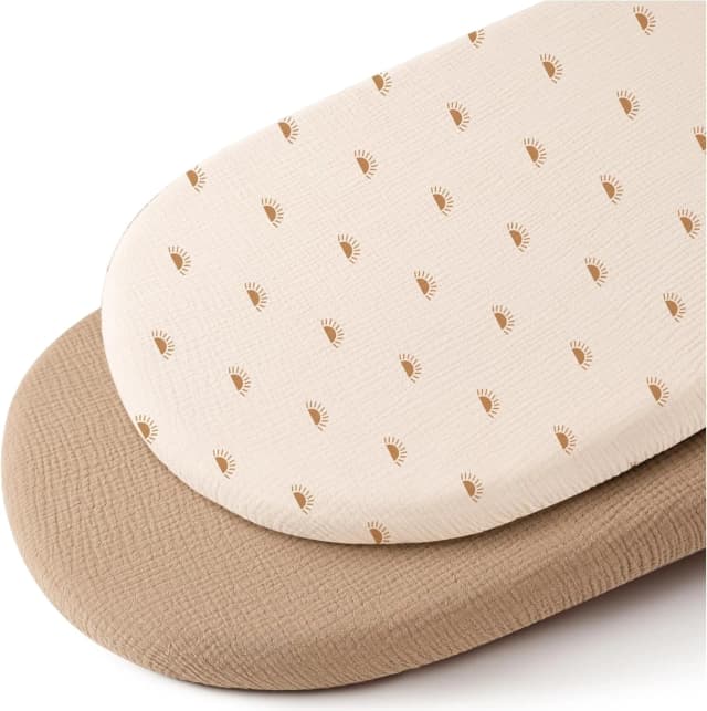 2PCS Baby Stubenwagen Blatt Musselin Stubenwagen Blätter Ändern Pad Abdeckung 100% Baumwolle Weiche Atmungsaktive Ausgestattet Stubenwagen Matratze Blätter
