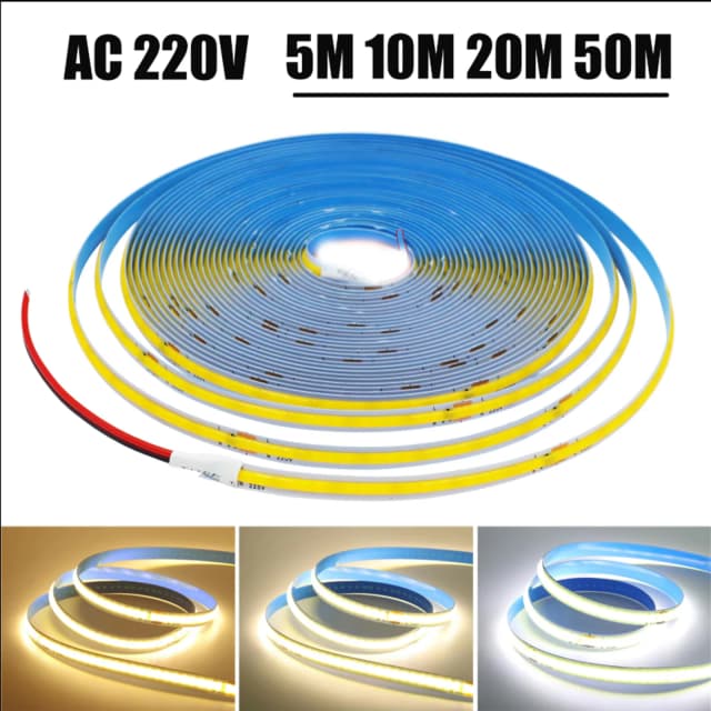 5M 10M 20M 50M/Rolle COB Streifen AC 220V 240Leds/M IP20 3000K 4000K 6000K Fahrer Gebaut In Home Decor Flexible Band Seil LED Licht