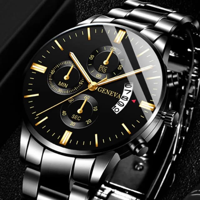 Luxuriöse Edelstahl-Herrenuhr mit Kalender, Quarzwerk, Modische Business-Uhr für Männer, Armbanduhr, Reloj Hombre