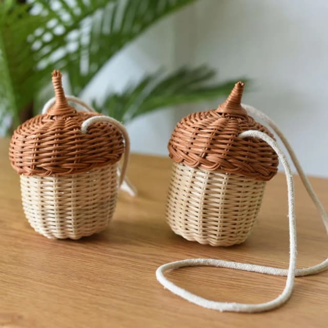 Gewebte Tannenzapfen Cross body Handtasche Geschenk Vintage Mini Rattan Umhängetasche Tannenzapfen Rattan Tasche Kinder