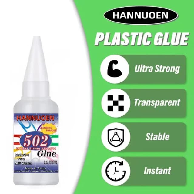 502 superstarker, schnell trocknender Klebstoff, der professionell für die tägliche Reparatur von Spielzeugplastik verwendet wird, ist weiß, transparent und geruchlos.
