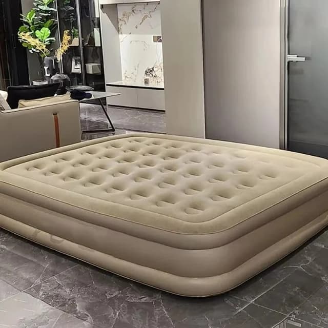 Innenluftmatratze, Glamping-Matten, PVC, aufblasbare Schlafmatratze, luxuriöse 2-Personen-Camping-Bettmatte, integrierte Pumpe, verdickte Matte