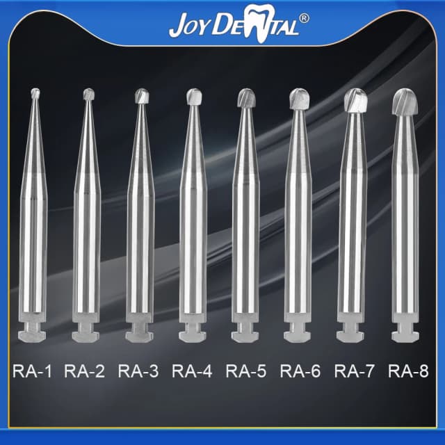 1 Box (5 Stück/Box) runde RA JOY DENTAL Wolframkarbid-Bohrer für rechtwinkliges Handstück mit niedriger Geschwindigkeit