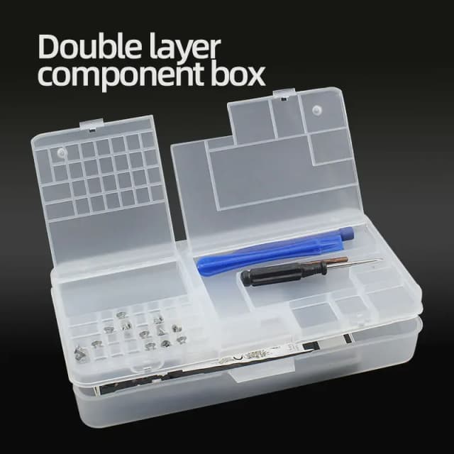 Box, elektronische Komponenten, transparente Kunststoffaufbewahrung, kleines Schraubenzubehör, Werkzeugklassifizierungsgitter