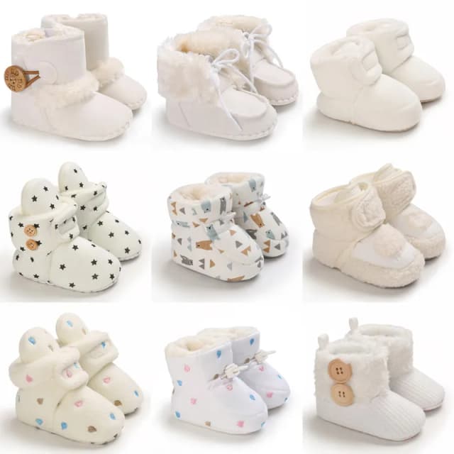 2022 Baby Herbst Winter Stiefel Baby Mädchen Jungen Winter Warme Schuhe Solide Mode Kleinkind Fuzzy Bälle Erste Wanderer Kind Schuhe 0-18M
