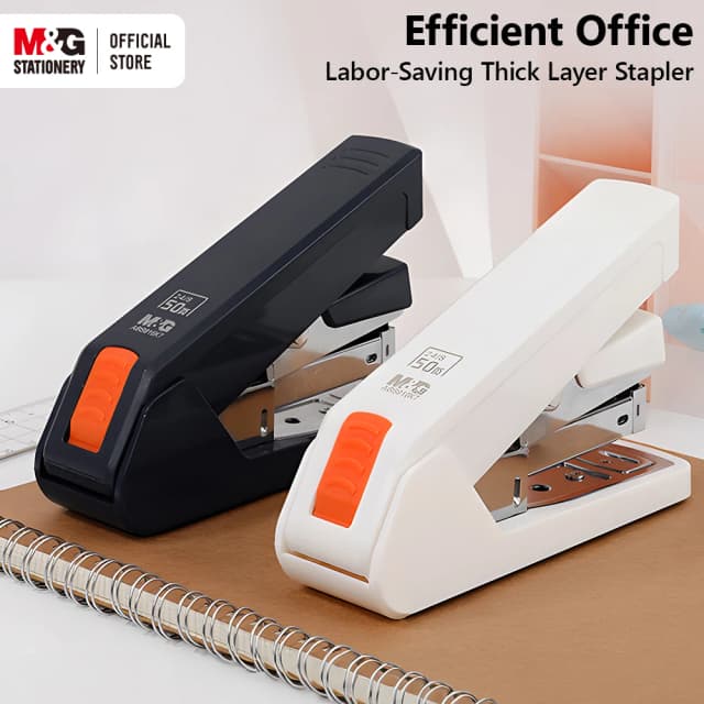 M&G 12 #   Desktop-Hefter, 50 Blatt, mühelossparend, tragbar, langlebig, Bürobedarf, Business-Hefter, Schwarz/Weiß