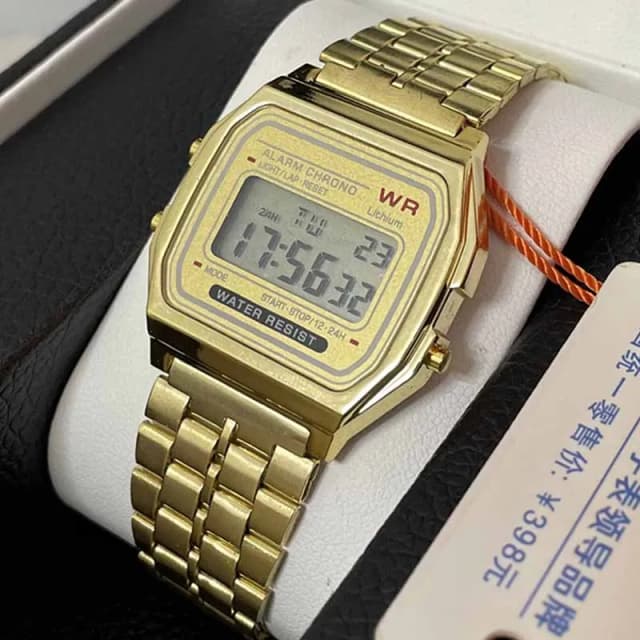 Luxus F91W Militär Edelstahl Band Uhr Wasserdicht Retro Digitale Sport Uhren Männer Frauen Elektronische Armbanduhr Uhr