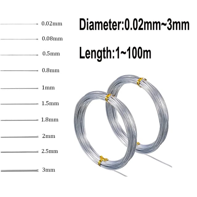 100M~1M Edelstahl-Federdraht, Hartdraht, Vollhartdraht, Durchmesser 0,02/0,3/0,4/0,5/0,6/0,8/1,5/2,5/3mm Federstahldraht