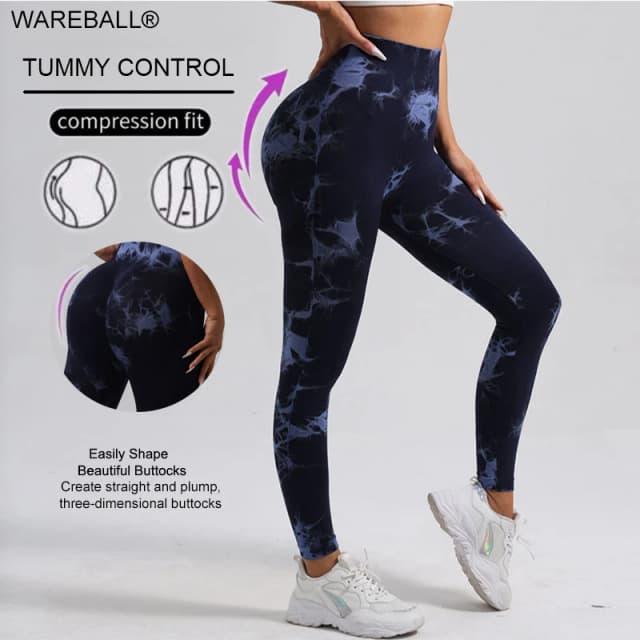 WAREBALL Neue Mode Tie Dye Yoga Hosen Gym Leggings Frauen Nahtlose Hohe Taille Push-Up Sport Strumpfhosen Fitness Workout Leggins