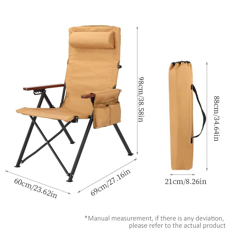 Verstellbarer 5-fach klappbarer Stuhl mit Kissen und Armlehnen – perfekt für Outdoor-Camping, Angeln und Terrassenentspannung
