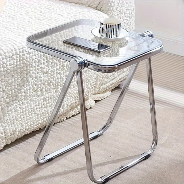 1 Stück Acryl verdickter transparenter Klapptisch ins einfaches Zuhause Schlafzimmer Balkon tragbarer Tisch kleiner Couchtisch