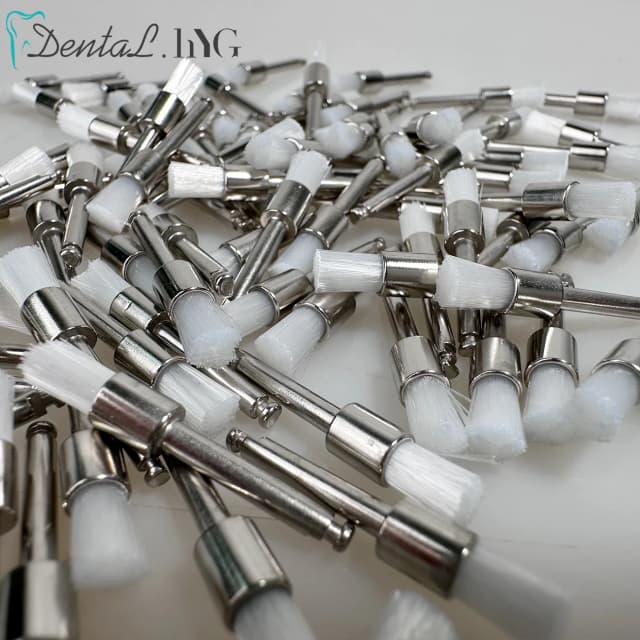 100 Stück Dental Prophy Pinsel Polieren Polierer Einweg-Latch-Typ Gemischte Farbe Plat Wird zum Entfernen und Polieren verwendet