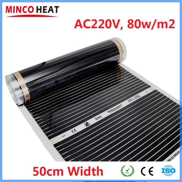 Alle Größen 80w/m2 Infrarot ac220v warme Matte 50cm Breite Fußboden heizungs folie Energie einsparung