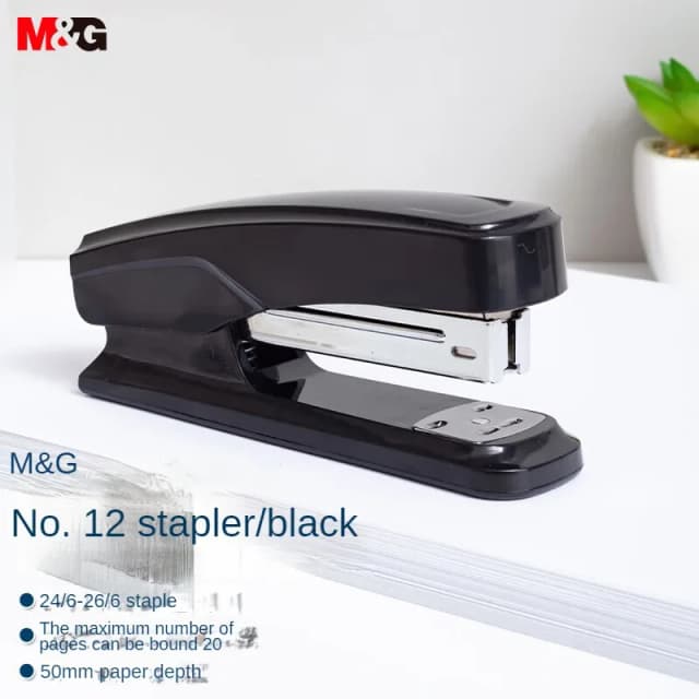 M&G Dual Mode Hefter Business Metall Langlebiger Hefter # 12er-Bürobedarf, Einzelpackung, Schwarz/Grau, passend für 24/6 und 26/6 Nagelmuster